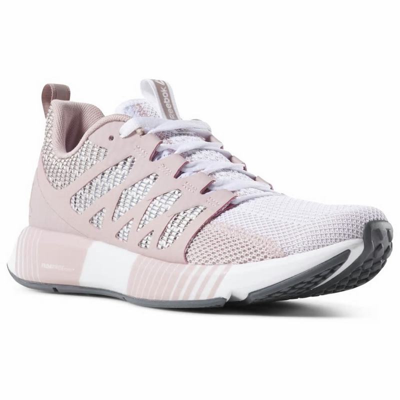 Adidasi Alergare Reebok Fusion Flexweave Cage Dama Roz/Gri/Albi Romania KS9549WN